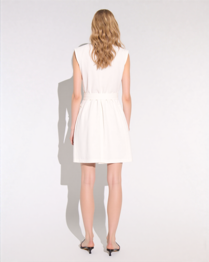 Lyana Linen-blend blazer Mini dress in Biege