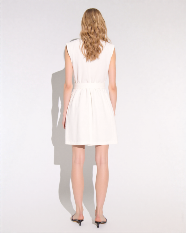 Lyana Linen-blend blazer Mini dress in Biege