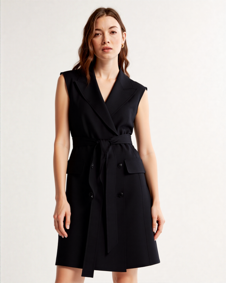 Lyana Linen-blend blazer Mini dress in Biege