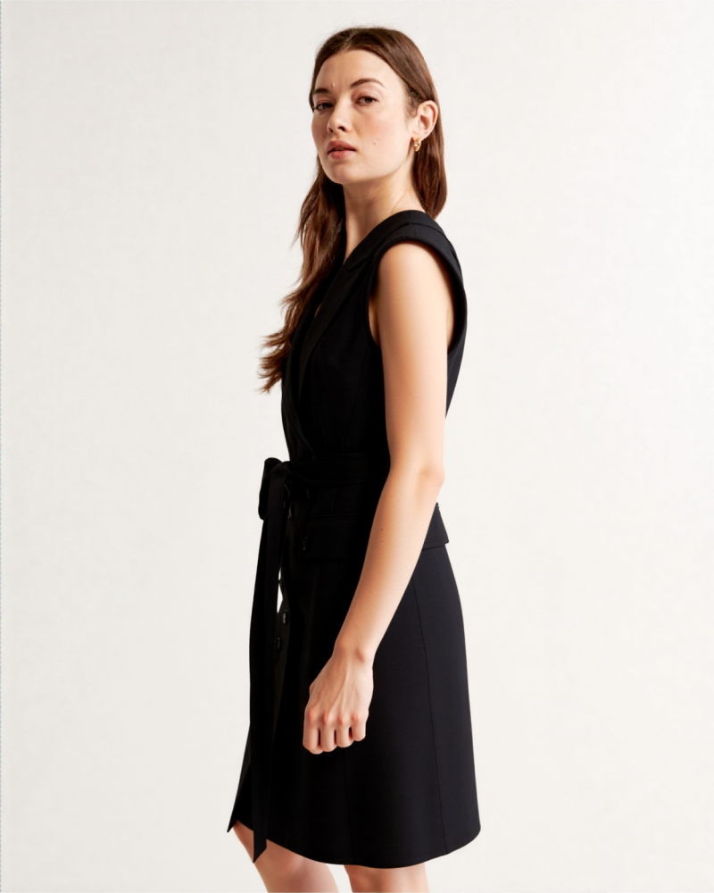 Lyana Linen-blend blazer Mini dress in Biege