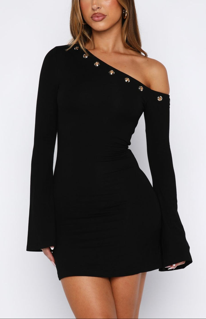 Alevtina Long Sleeve Mini Dress Black