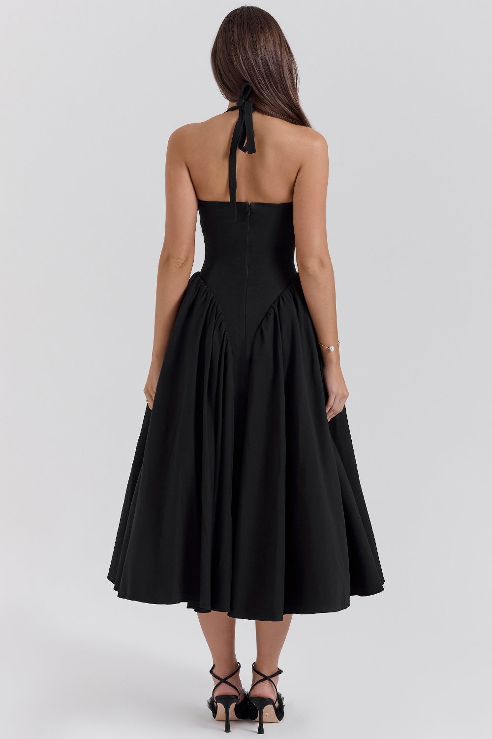 Naomi Black Halter Midi Dress