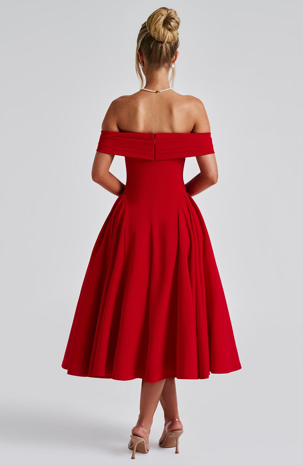 Alisa Midi Dress in Red