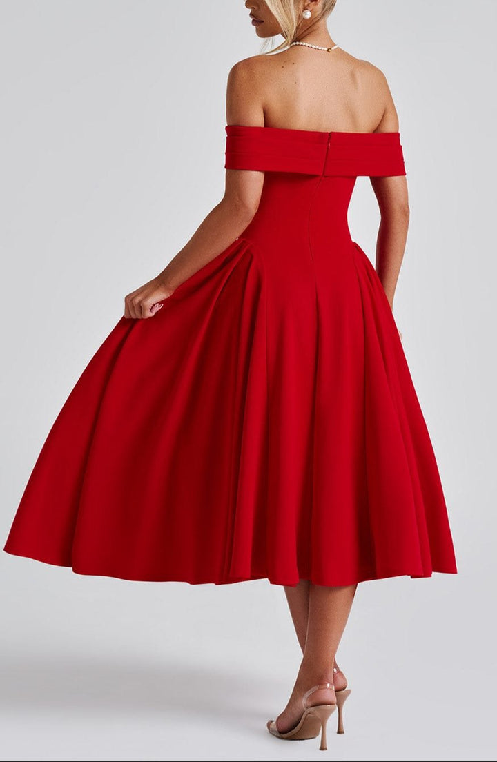 Alisa Midi Dress in Red