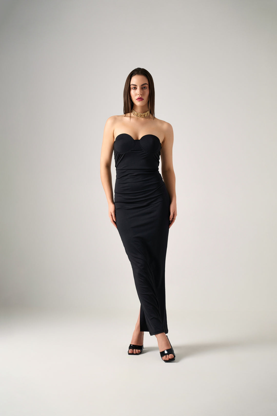 LUCIA BLACK STRAPLESS MAXI DRESS OUTCAST LUCIA BLACK STRAPLESS MAXI DRESS OUTCAST