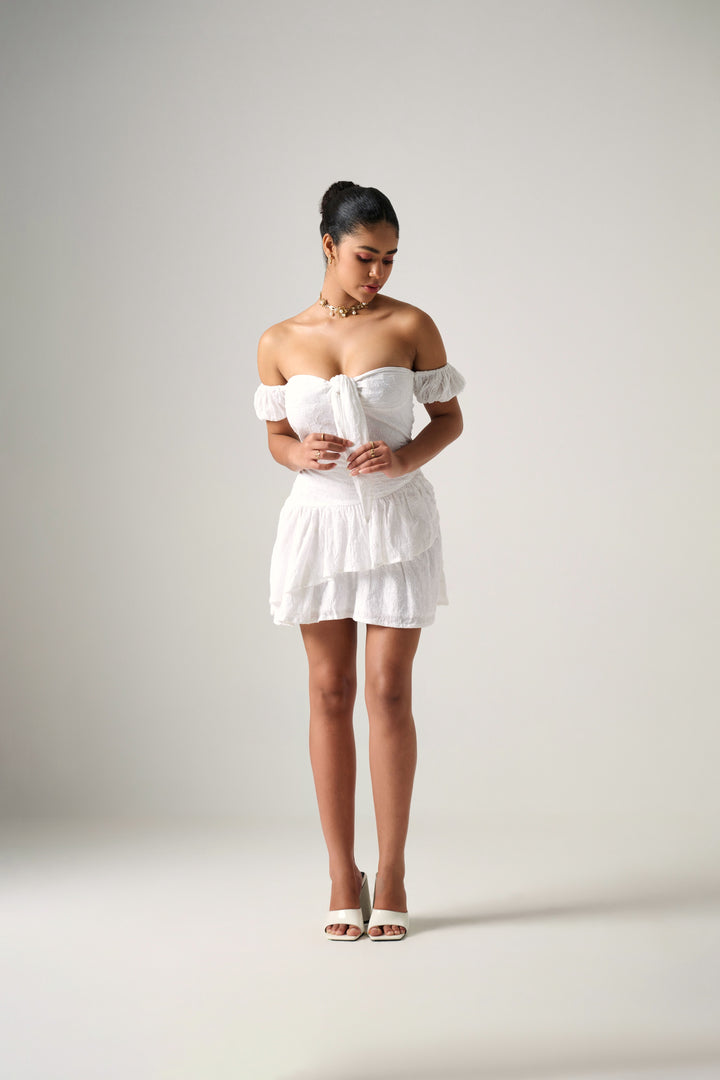 Misty embroidered white mini dress