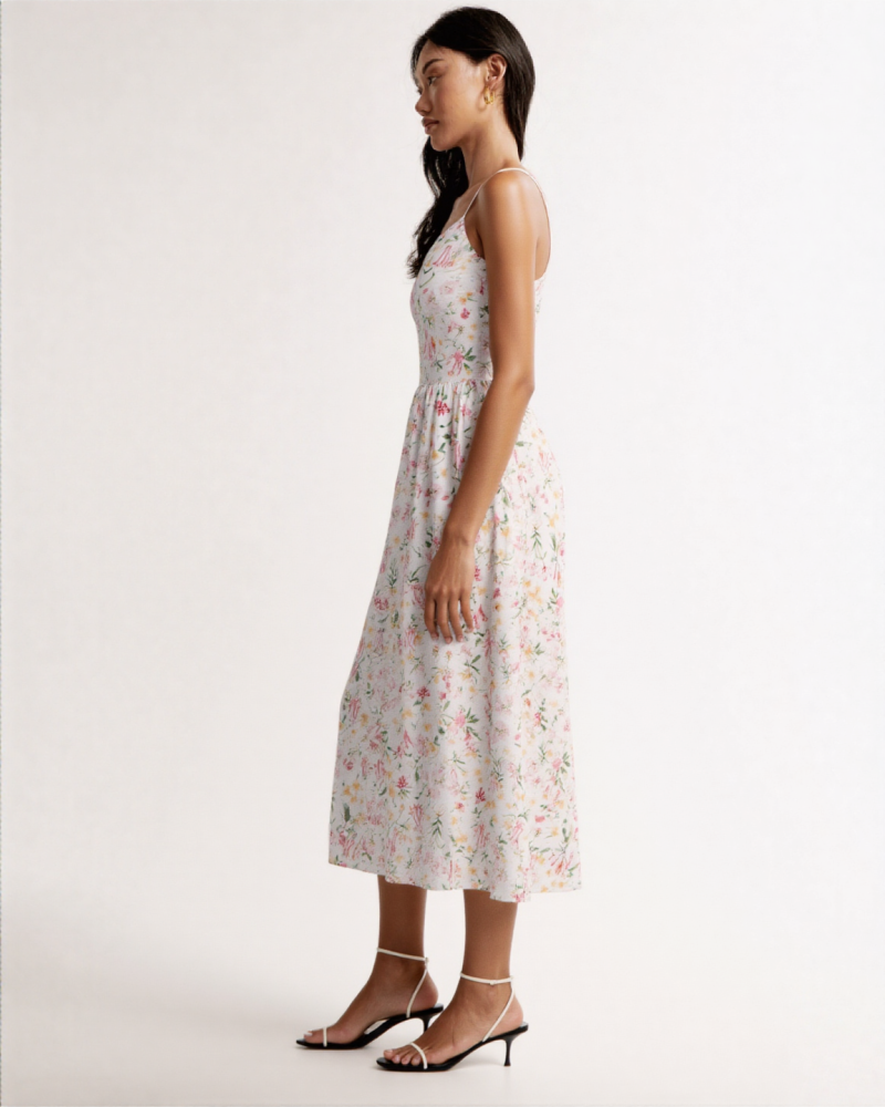 Isina Strappy dress MIDI DRESS WhiteFloralprint