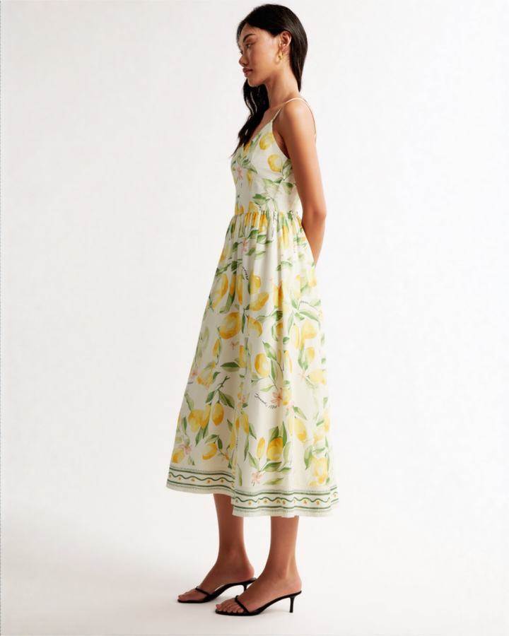 Isina Strappy dress MIDI DRESS WhiteFloralprint