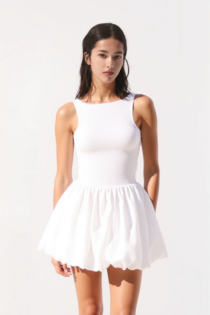 Noelle Bubble Mini dress in White