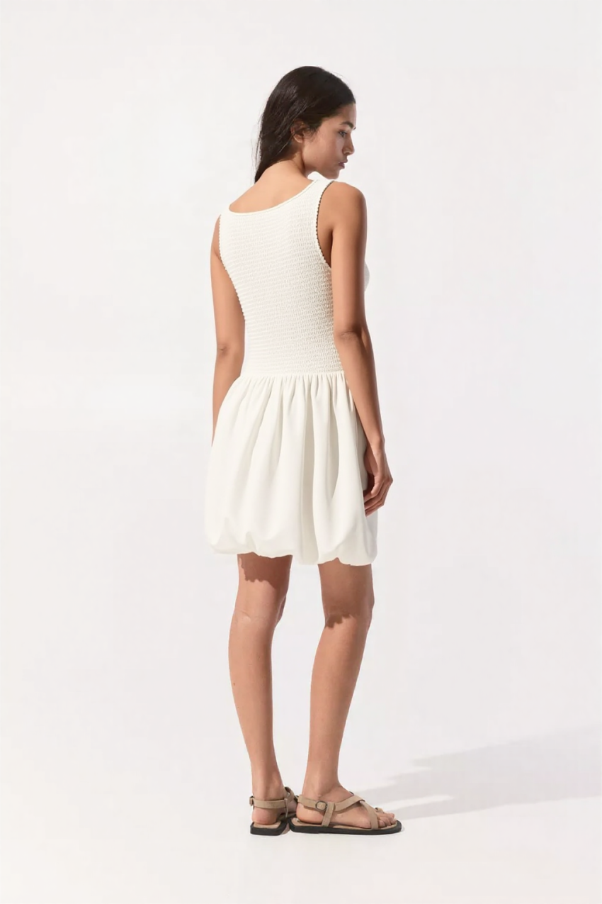 Noelle Bubble Mini dress in White