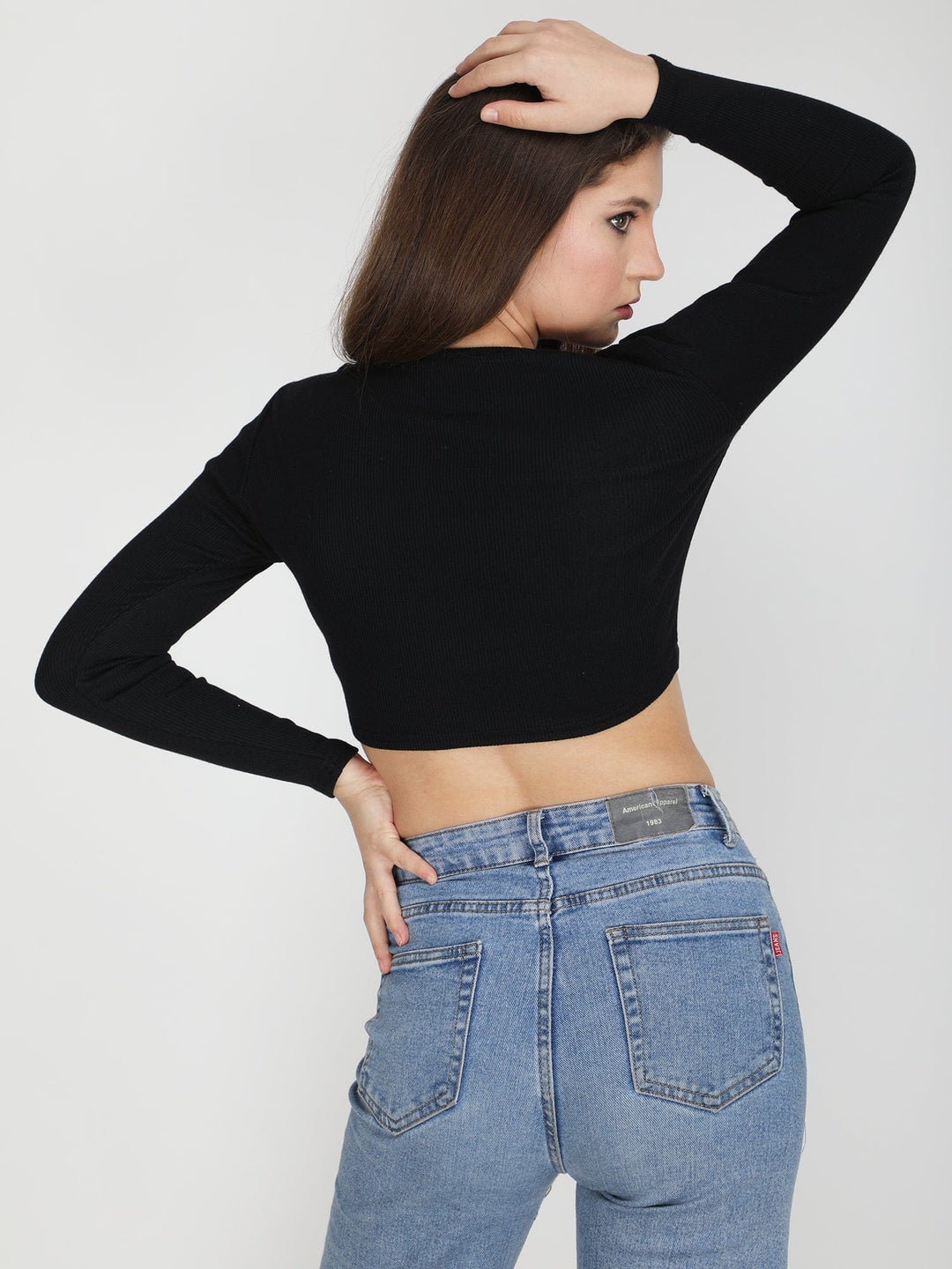 Don’t call me basic black ribbed crop top