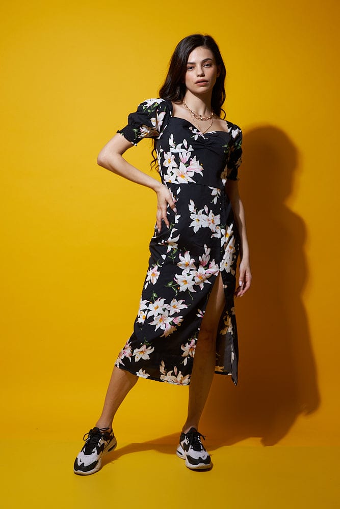 Day in the sun, high slit floral dress