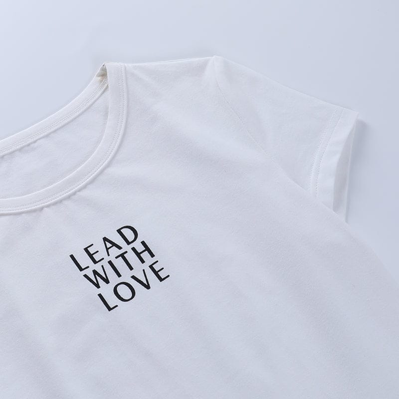 Lead With Love printed crop t-shirt.