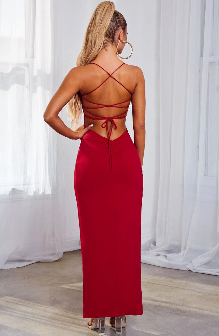 Victoria Maxi Dress with elegant slit front